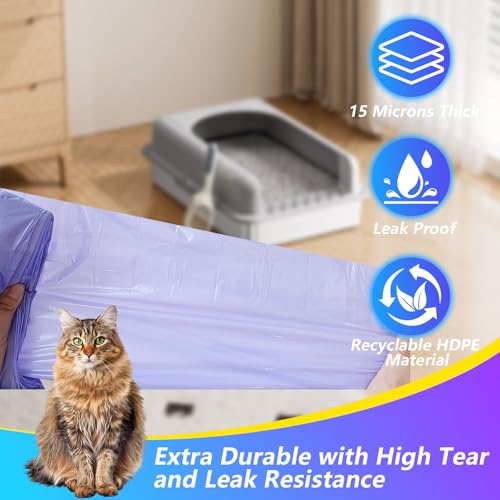 Cat Litter Refills 10 Pack Cat Waste Disposal Bags Scented Trash Bags Compatible with Genie Litter Disposal Refill Cartridge, Universal Cat Litter Bag Refills (Not Include Cartridge), Purple - Thumbnail 2