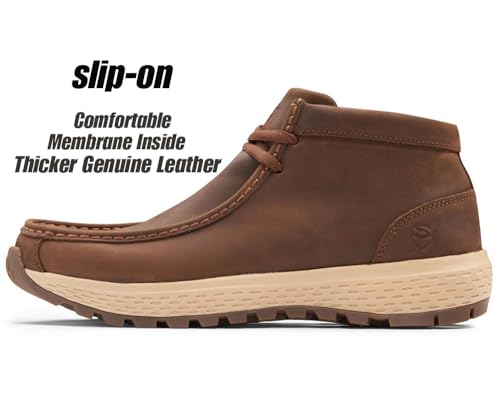 Image of SUREWAY Men's Chukka Boots,Lightweight Durability Leather Moc Toe Work Boots,Fashion Hiking,Driving Shoes,Chelsea Boots for All-Weather Comfort (Office,Casual,Dress)