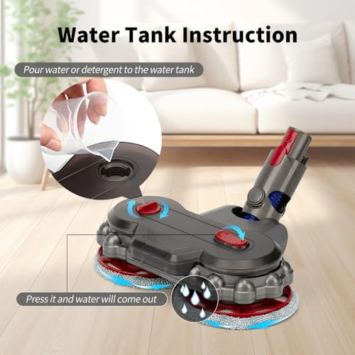 Image of Mop Head Replacement for Dyson v7 v8 v10 v11 v15, Hardwood Floor Mopping Cleaning for sv10 sv11 sv12 sv14 Vacuum Head Attachment with 6 Pads, Tank and Cup【2026】v10slim /v12 /sv18 NOT Compatible