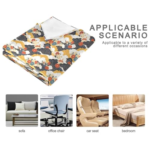 Couverture de style japonais fleurs nuages plaid grand format - 5