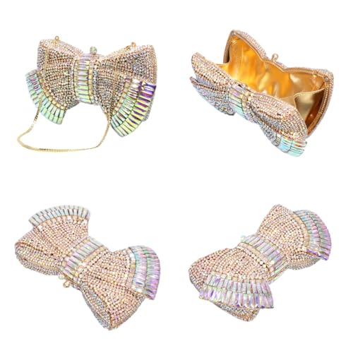 Image of RomanticDesign Women Sparkly Bowknot Evening Clutch Luxury Rhinestone Bride Purse Wedding Party Prom Banquet Handbag