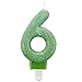 Produktbild Amscan 9900767 - Zahlenkerze 6, Höhe 7,6 cm, Null, Grün, Glitzer, Tortenkerze, Kerze, Geburtstag, Kuchen, Dekoration