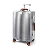 [IN.10] スーツケース 機内持ち込み 軽量 静音 キャリーケース カップホルダー付き USBポート搭載 耐衝撃 TSAロック 隠しフック機能 360度回転 大容量 出張 修学旅行 旅行 (Sサイズ/40L/1-3泊, シルバー×ブラウン)