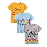 Toddler Boys Tee Shirts Easter Summer Clothes 3-Pack Short Sleeve Yellow Blue Grey Crewneck Top Tshirts 3T