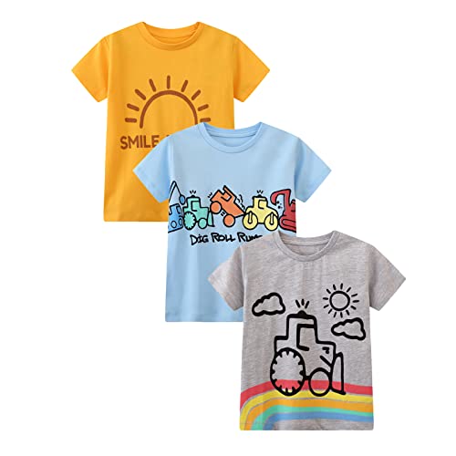 Image of Toddler Boys' Short Sleeve Tees Cotton Casual Graphic Crewneck Summer Top Clothes T-Shirts