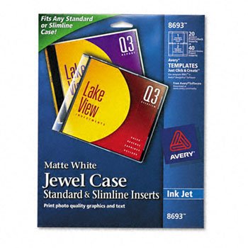 Avery Jewel Case Inserts LABEL,IJ CD/DVD 20SH,WE 19537-18PT (Pack of5)
