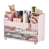 Photo Gallery gyjzzw organizer per trucchi con 2 grandi cassetti, espositore per cosmetici con porta pennelli, facile da riporre per il piano di lavoro del bagno, articoli per ufficio e scrivania (rosa, 1) Photo Gallery gyjzzw organizer per trucchi con 2 grandi cassetti, espositore per cosmetici con porta pennelli, facile da riporre per il piano di lavoro del bagno, articoli per ufficio e scrivania (rosa, 1)