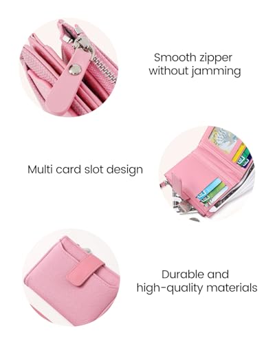 Elegant Women's Wallet, Small Zipper Wallet with Multiple Card Slots and Zipper Coin Pocket, Womens Wallet, Black3