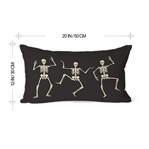 Ekobla Halloween Skull Throw Pillow Covers Vintage Design Skeleton Funny Fashion Cool Black And White Halloween Thanksgiving Autumn Home Decor Cushion Case Cover Cotton Linen 12X20 Inch #TOP6