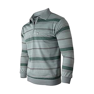 Humy Herensweatshirt met lange mouwen, gestreepte blousonshirts, pullovers, poloshirts uit katoenmix, M tot 3XL