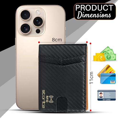 Image of Storite Men's Multi-Card Bifold Leather Wallet RFID Protected Bifold Wallet - Slim PU Leather Money & Credit Card Holder Purse with ID Window (TanBlack)