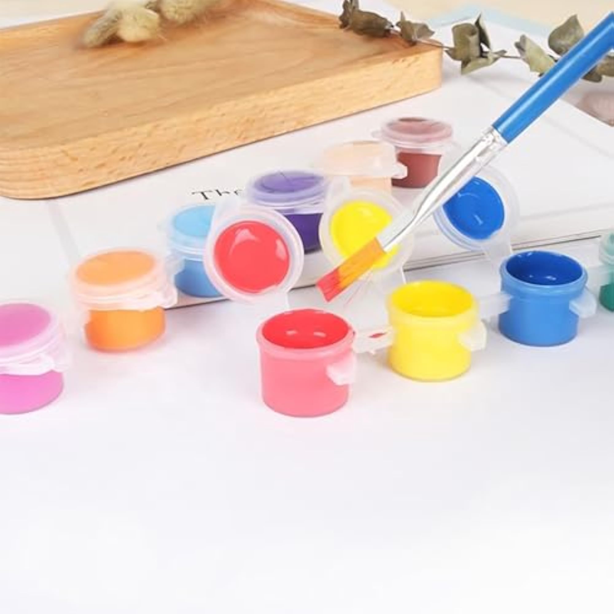 30 Pack Refillable Mini Paint Pots with Lids, Clear Plastic