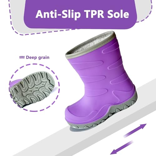 Toddler Winter Rain Boots, Insulated Waterproof Kids Snow Boots Fleece Lined Cozy Insulated Boot for Boys Girls4