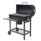 Grillwagen HWC-F70AM, Holzkohlegrill Standgrill Gartengrill mit Deckel Ablage, Stahl 103x93x70cm schwarz