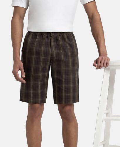 Image of Jockey 9005 Men's Super Combed Mercerized Cotton Woven Fabric Regular Fit Printed Bermuda with Side Pockets