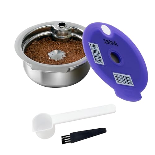 VOANZO Cápsula de café Reutilizable de 180 ml con Cuchara y Cepillo Filtro de café de Acero Inoxidable 304 Silicona de Grado alimenticio para cafetera de la Serie Tassim