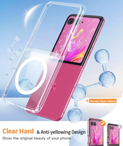 Image of FNTCASE for Motorola Razr-Ultra-2025 /2026 Magnetic Case: Lightweight Military Grade Drop Protection Anti Yellowing Cell Phone Cover Flexible Durable Rugged Shockproof TPU Crystal (Clear)