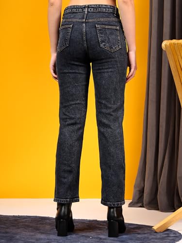 Image of KOTTY Women's Relaxed Fit Solid Comfortable and Strechable Ankle Lengrh Jeans