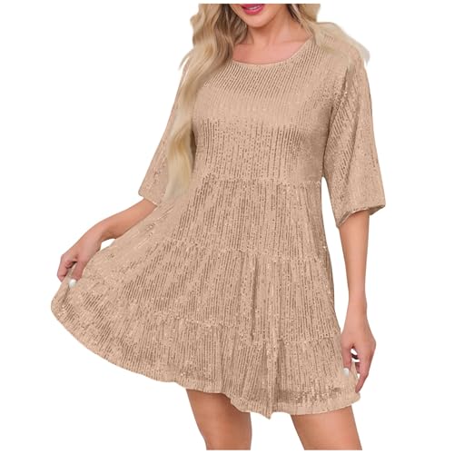 Robe paillette femme grande taille à manches longues chic pour soirée et cocktail