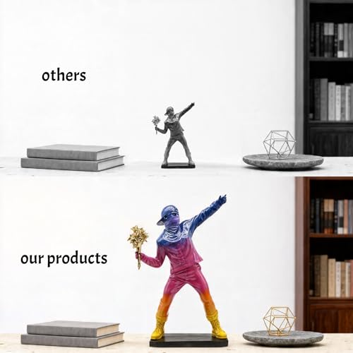 Escultura Banksy Flower Thrower Resina 15.75 pulgadas miniatura 3