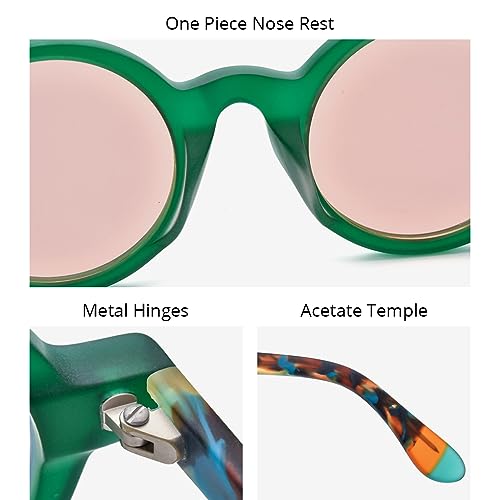 Image of HEPIDEM Matte Acetate Vintage Retro Round Polarized Sunglasses for Women 9270T