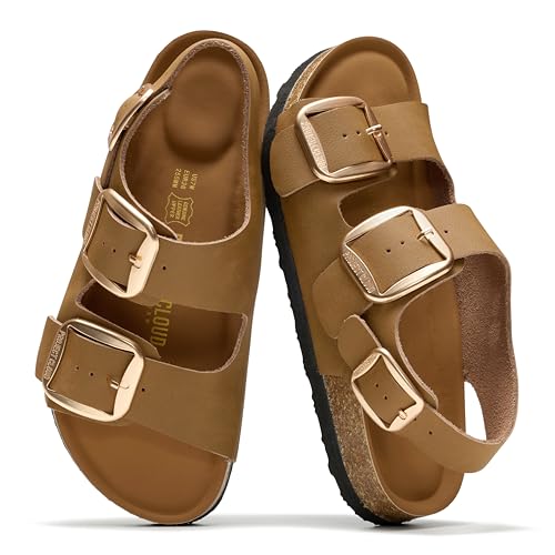 Image of Project Cloud 100% Genuine Leather Beach Sandals for Women 2026 with Lightweight & Comfortable Slides for Women - Non Slip with Memory Foam Slingback Womens Sandals 2026 (Garda)