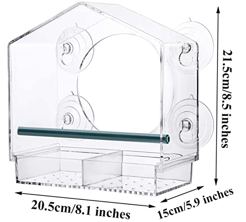 Transparentes Fenster Vogelhäuschen - 15x15x6cm Mit Saugnäpfen