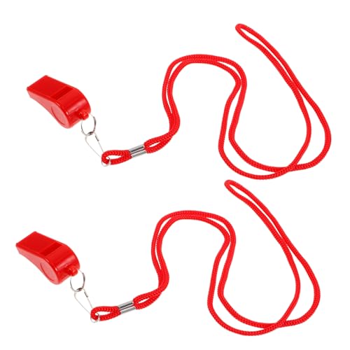 UPKOCH 2pcs Loud Emergency Plastic Whistles with Lanyard for Sports Training Teachers and Officials Durable and Friendly Design