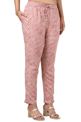 Image of Soch Women Onion Pink Rayon Abstract Print Kurta Set with Gotta Patti
