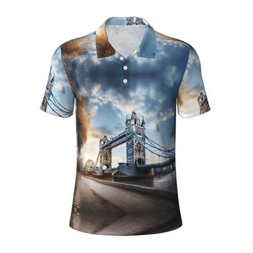Polo historique manches courtes respirant homme vêtement été imprimé pont de Londres casual