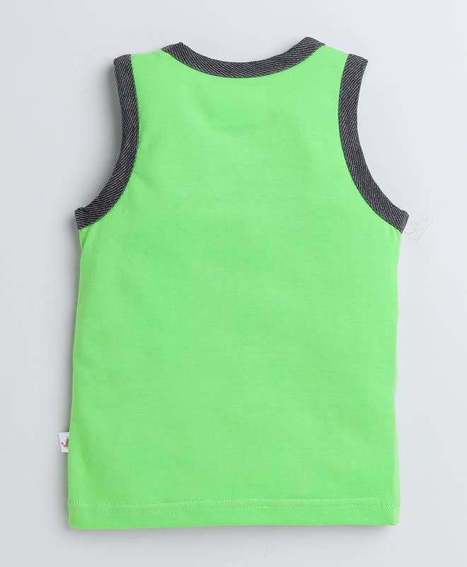 Image of BUMZEE Boys Regular Fit Sleeveless Round Neck Cotton T-Shirt Short Set