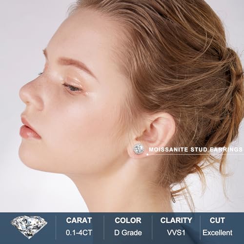 Moissanite Halo Earrings 0.2-4Carats(3-8mm) Moissanite Stud Earrings 18k Gold Over 925 Sterling Silver Earrings for Women Men D Color VVS1 Round Cluster Stud Push Back Ice Out Ear Studs2