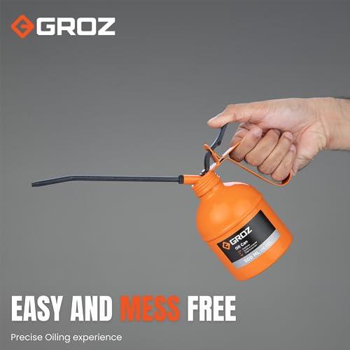 Image of Groz 500ml Oil Can with Spout | Easy and Spill Free Oiling | Easy Thumb Press Mechanism | Oil Can for Garage, Industrial, Automotive, DIY | V500R