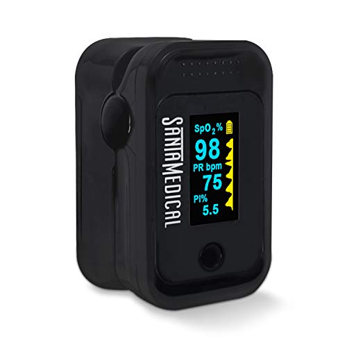 Santamedical Dual Color OLED Pulse Oximeter Fingertip, Blood Oxygen Saturation Monitor (SpO2) with Case, Batteries and Lanyard - Thumbnail 3