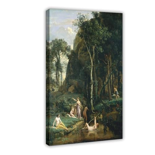 Impression sur toile Diana et Actaeon de Camille Corot cadre 30x45cm