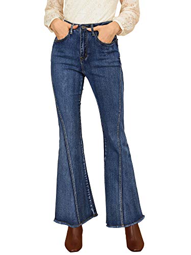 Allegra K Women's Flare Jeans 70s Vintage High Waist Stretch Denim Bell Bottom Jeans