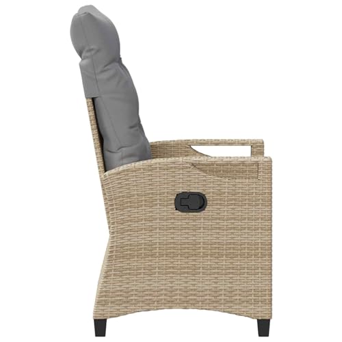 Chaise de jardin réglable en polyrotin robuste avec table pliante - 7