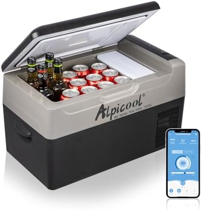 Alpicool G22 Car Fridge 22 Litre Mini Fridge 12/24v Car Refrigerator Portable Camping Fridge Freezer Truck Electric Cool Box for Campervan RV Boat Travel Picnic,-20โ to 20 โ/Low Consumption
