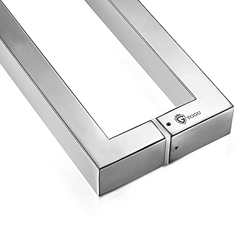 Togu Tg-R3825 450Mm/18 Inches Solid Standoffs Heavy-Duty Stainless Steel 304 Back To Back Push Pull Door Handle For Solid Wood, Timber, Glass, And Metal Doors, Mirror Polished Chrome Finish #TOP6