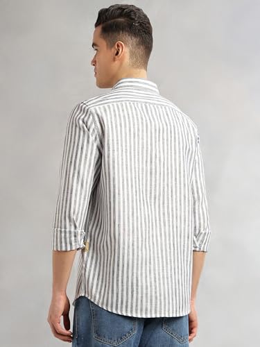 Image of Thomas Scott Men's | Stripes | Full Sleeve | Regular Fit | Linen Blend | Spread Collar | Casual Shirt