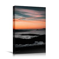 Canvas Wall Art Mountain Sunset Coastal Orange Photography Relax/Calm Romantics Sunset Warm - 12x18 inches