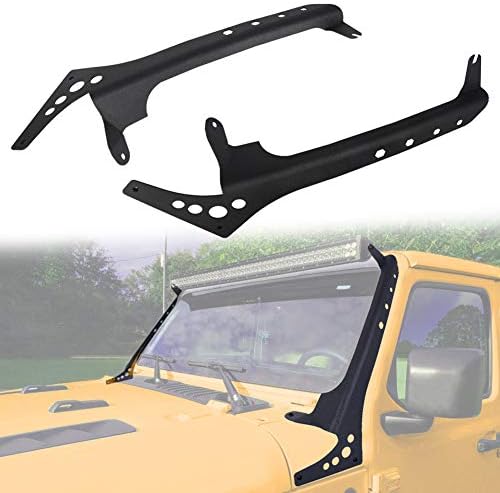 JL Light Bar Brackets 52 inch Straight Light Bar Upper Windshield Mounting Bracket for 2018 2019 Jeep Wrangler JL without Drilling