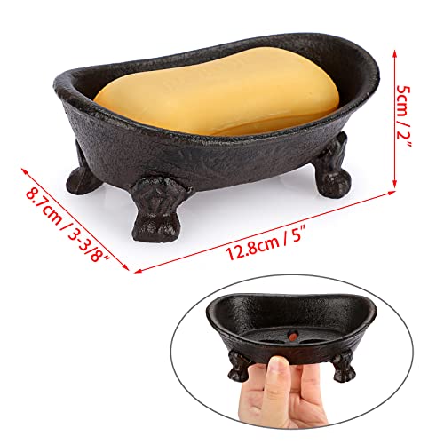 Juxyes Heavy Duty Cast Iron Soap Dish Holder Self Draining, Vintage Bathtub Decorative Bathroom Sink Soap Dish Tray Antique Soap Holder Retro Tabletop Drainable Soap Box Container For Bathroom Shower #TOP1