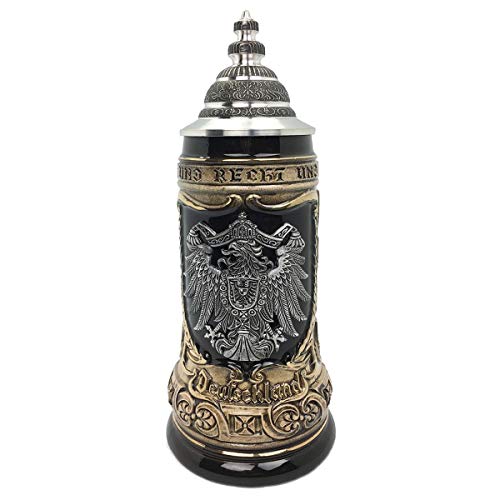 Deutschland Eagle Medallion Zoller & Born .75L Made in Germany Beer Stein with Lid Collectible Ceramic Mug