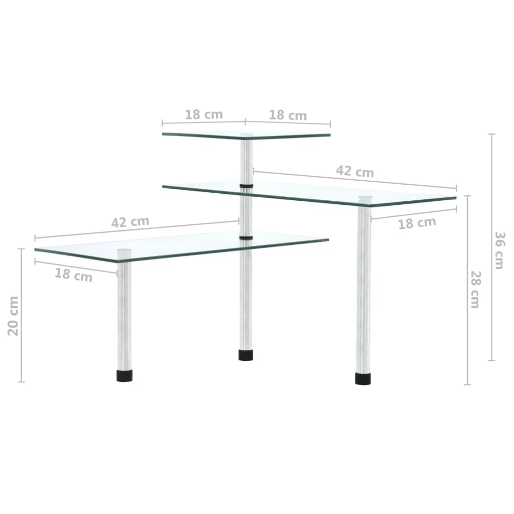 Estantería esquinera de cocina de 3 niveles, vidrio templado, acero inoxidable, transparente, ahorra espacio, especiero y organizador de cocina, con 3 estantes escalonados para hierbas, latas