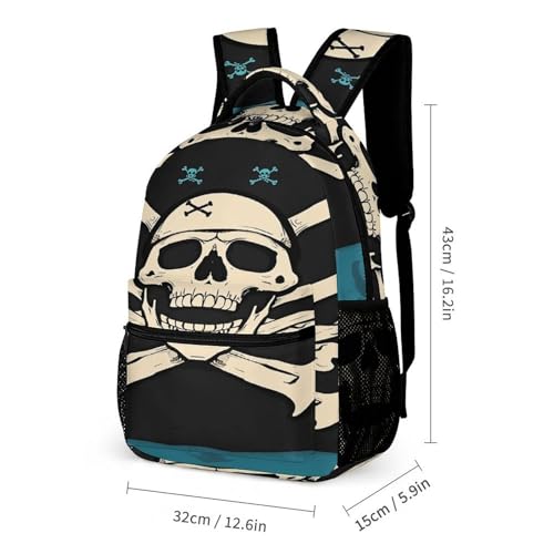 3Pcs Backpack Sets Pirate Flag Skull Print Travel Daypack 3 in 1 Lightweight Backpack Set with Lunch Bag And Cosmetic Bag2