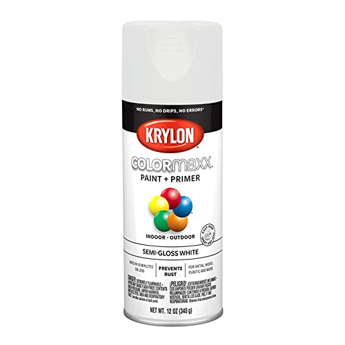 Krylon6-Pack of 12 oz K05580007 White COLORmaxx Paint & Primer Spray Paint, Semi-Gloss