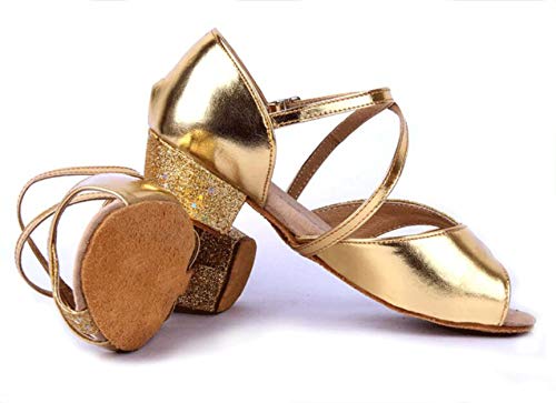Missfiona Girls Soft-Soled Glittering Latin Ballroom Dance Shoes With Leather Strap thumb #2