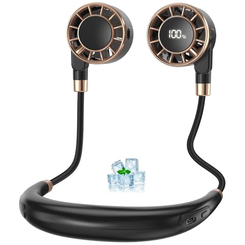 Nackenventilator 4000mAh Tragbarer Halsventilator 6 Stufen & 360 Luftstrom 5-16 Stunden Extrem Leise 10000 U/min USB Ventilator mit LED-Anzeige Faltbarer Mini Lüfter für Freien Reisen Camping Büro