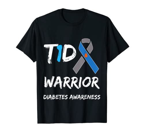 T1D Warrior Type 1 Diabetes Awareness Blue Ribbon Camiseta